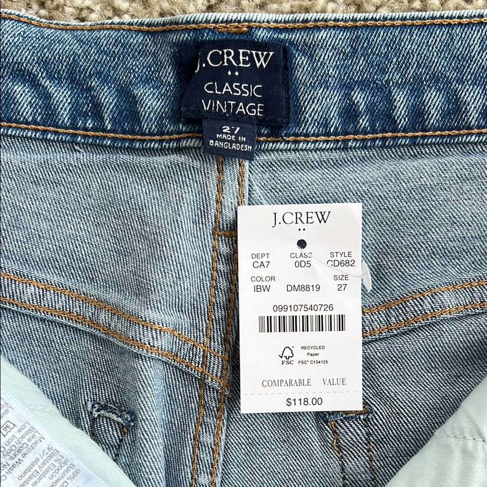 J.Crew Classic Vintage Jeans NWT Size 27